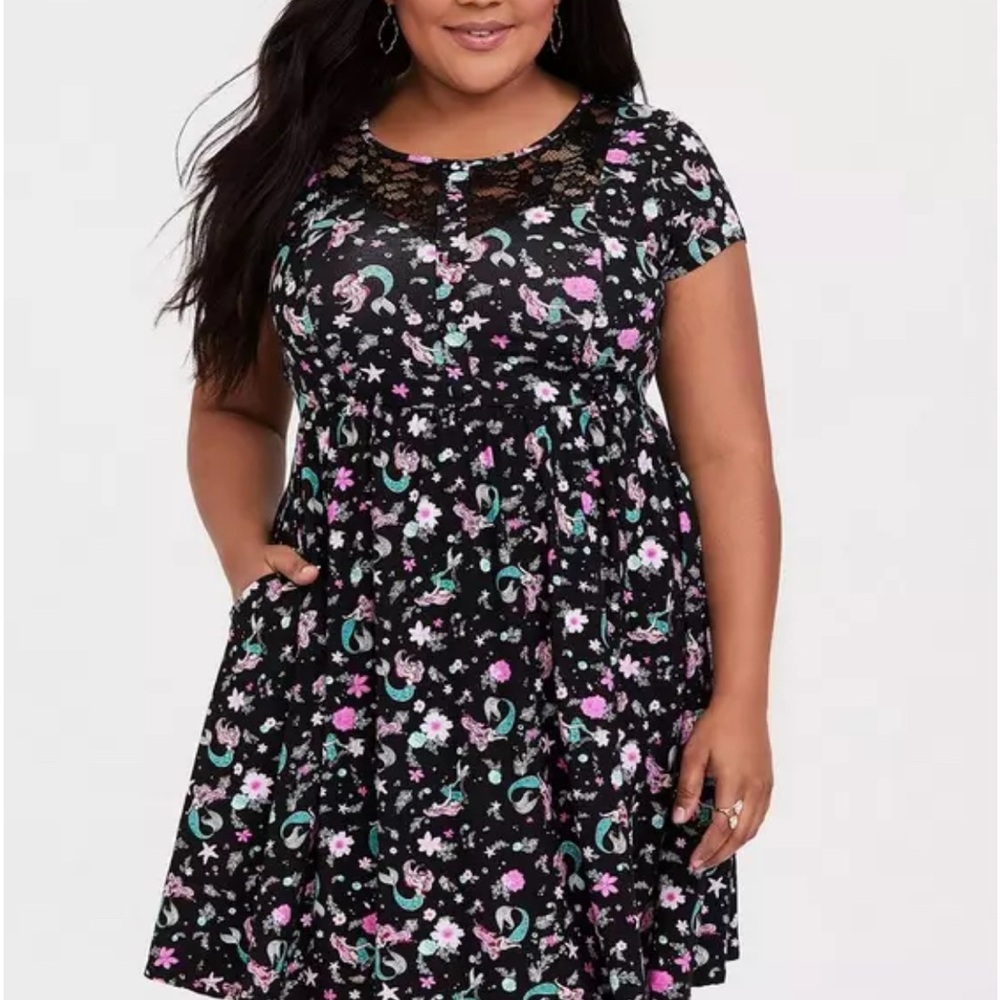 Torrid Little Mermaid Dress with Pink Floral and Lace